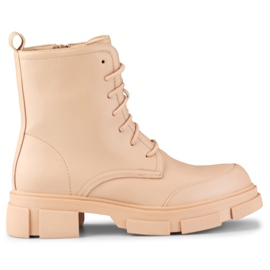 Damen-Schnürstiefeletten in Nude beige