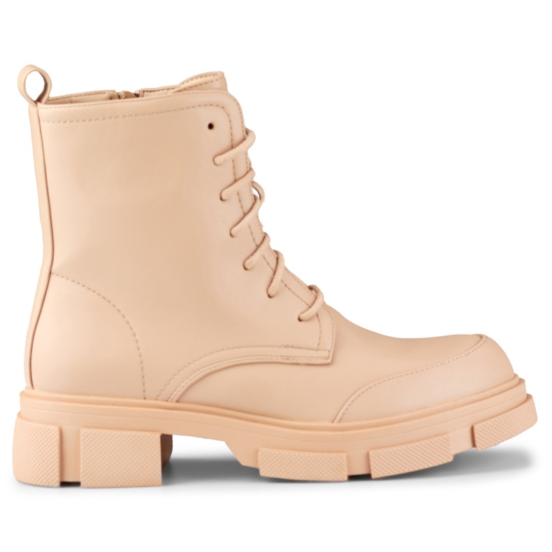 Damen-Schnürstiefeletten in Nude beige