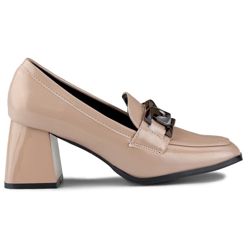 Damen-Loafer aus beigem Lackleder