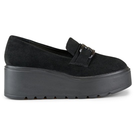 Bequeme schwarze Damen-Plateauschuhe