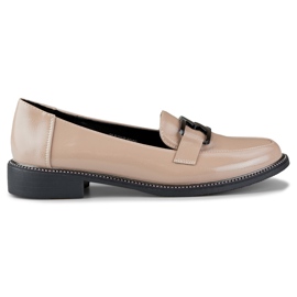 Lackbeige Damenschuhe schwarz