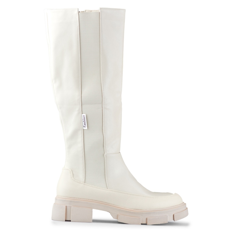 Beige Damenstiefel mit flexiblem Obermaterial