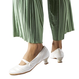 Weiße Sant'Antonio-Pumps mit niedrigem Absatz