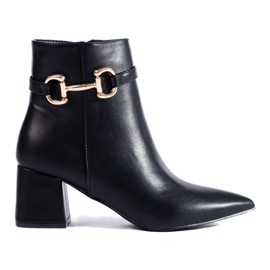 Schwarze Stiefeletten mit hohem Absatz und Shelovet-Schnalle