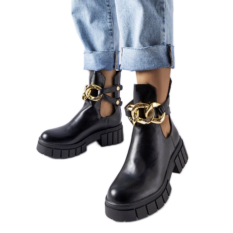 Schwarze Lancaster-Kettenstiefeletten