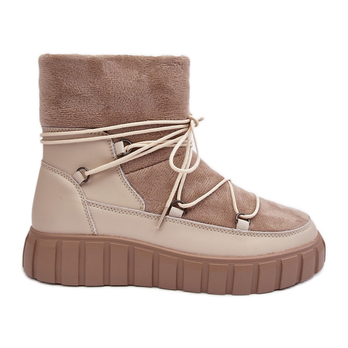Vinceza Beige Leder-Schneestiefel auf Plattform Maxava