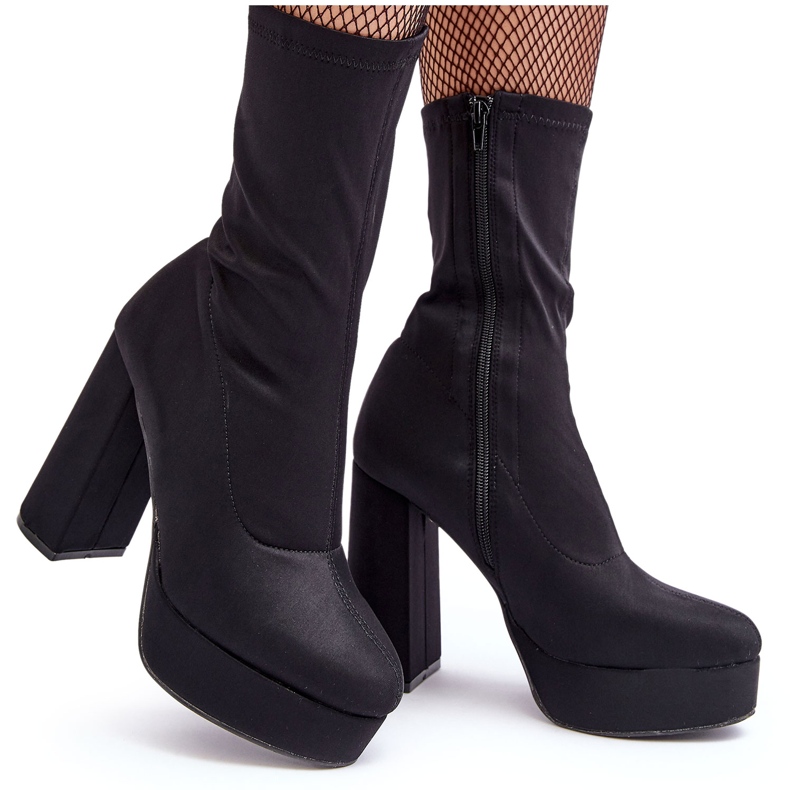 PH2 Schwarze Peculia-Stiefeletten mit hohem Absatz und Reißverschluss