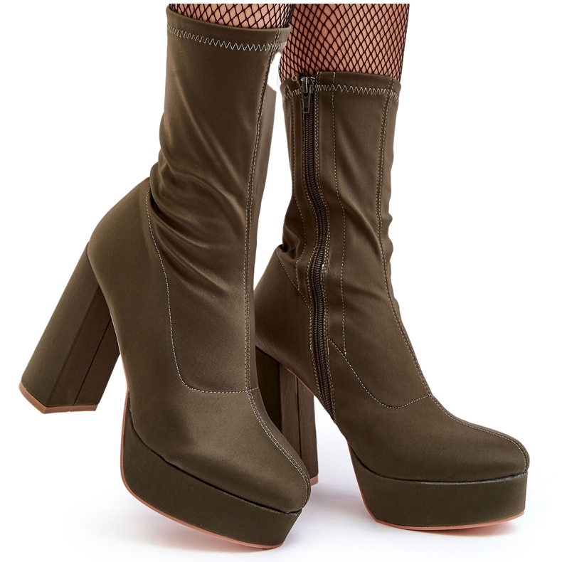 PH2 Grüne Peculia-Stiefeletten mit hohem Absatz und Reißverschluss