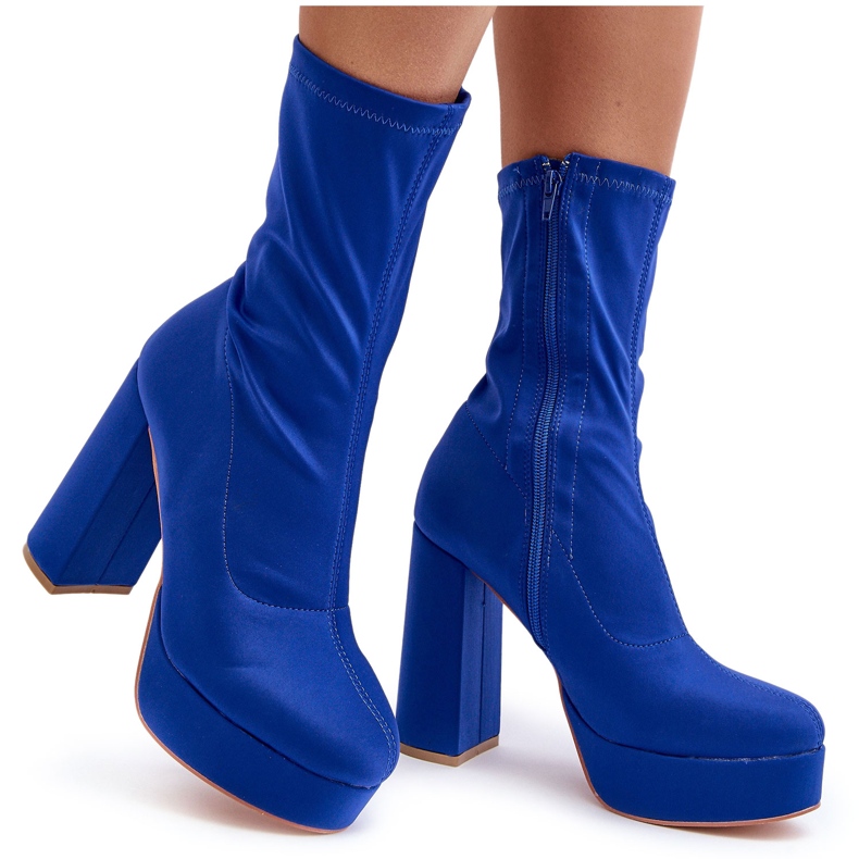 PH2 Blaue Peculia-Stiefeletten mit hohem Absatz und Reißverschluss