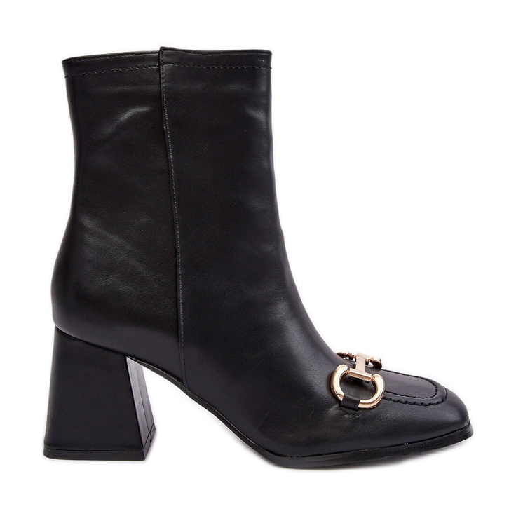 PH2 Leder-Stiefeletten mit hohem Absatz und Verzierung, schwarze Pamelinta