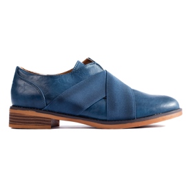 Blaue Slip-On-Oxfords von Shelovet mit Gummiband