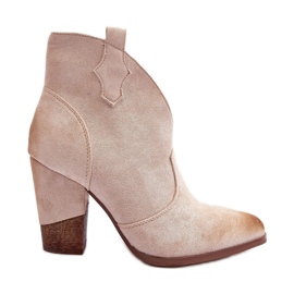 PS1 Wildleder-Cowboystiefel mit hohem Absatz in Hellbeige von Tanner