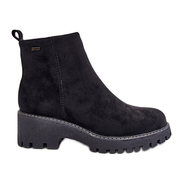 PS1 Wildlederstiefel mit flachem Absatz, isoliert, schwarzes Neafgi