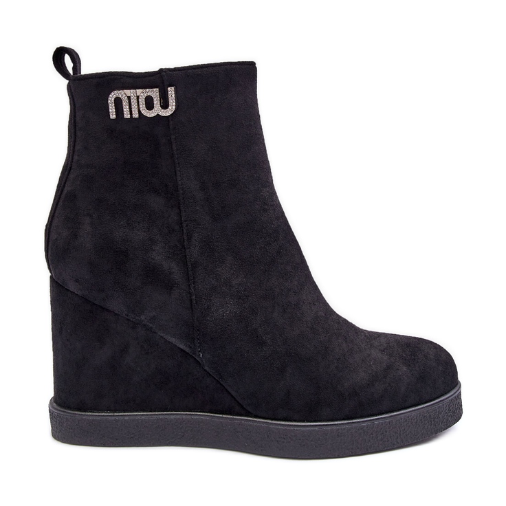 PS1 Isolierte Keilstiefeletten aus Wildleder mit Verzierung, Black Vere schwarz