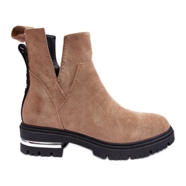 PS1 Flache Wildlederstiefel mit Ausschnitten, beige Lamedella