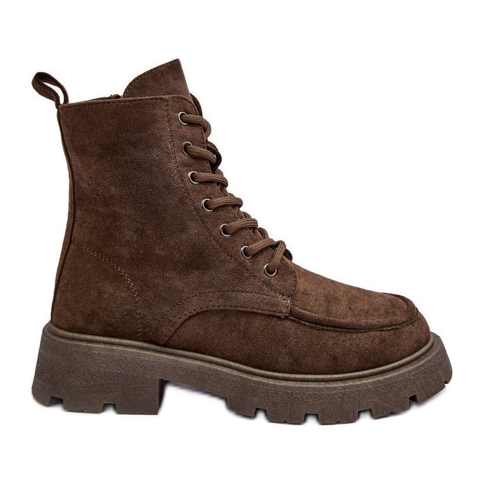 PS1 Isolierte Trapper-Stiefeletten aus Wildleder mit flachem Absatz, dunkelgrün von Zikey