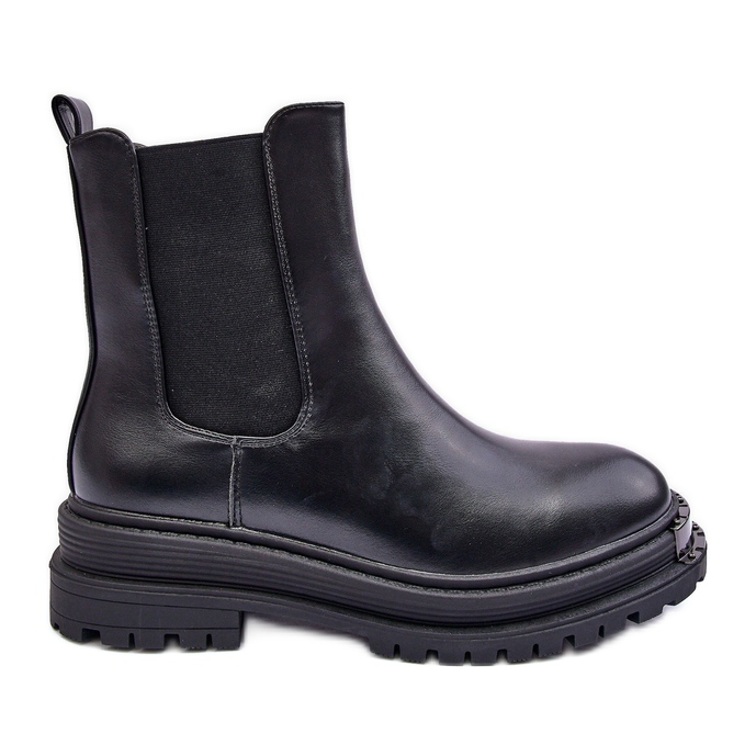 PS1 Chelsea-Boots mit flachem Absatz und Plateau, schwarz, Linestta