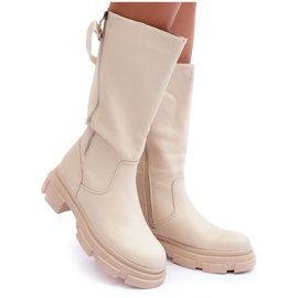 Halbhohe Stiefel in Hellbeige von Lizames