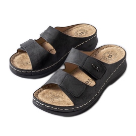 Evento Schwarze Fréchette-Pantoletten mit niedrigem Keilabsatz