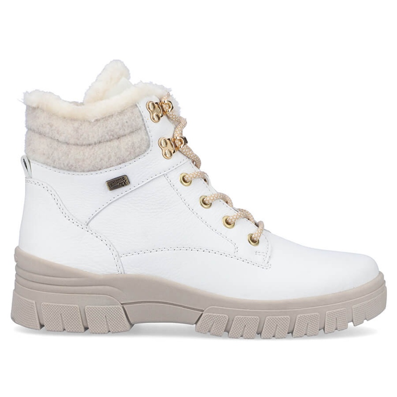 Wasserdichte Damenstiefeletten aus Leder, isoliert mit Wolle, weiß Remonte D0E71-80