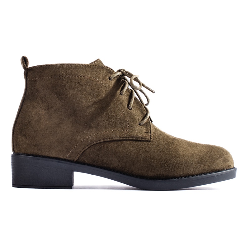 Shelovet grüne Schnürstiefeletten aus Wildleder