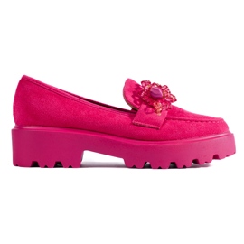 Fuchsiafarbene Wildleder-Slipper für Damen von Shelovet rosa