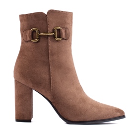 Wildlederbeige Stiefeletten mit hohem Absatz von Shelovet