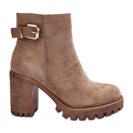 PS1 Damen-Stiefeletten aus Wildleder mit beigem Menoria-Dekor