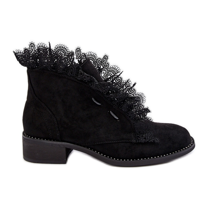PS1 Flache Damenstiefel aus Wildleder in Schwarz von Klemovia