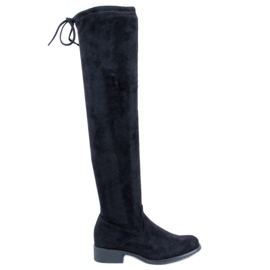 Meyers Overknee-Stiefel aus schwarzem Wildleder