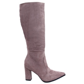 Farrah Khaki Wildleder-Stiefel mit Absatz beige