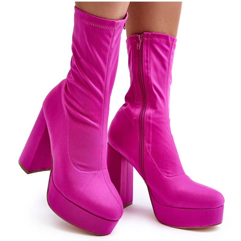 PH2 Stiefeletten mit hohem Absatz und Reißverschluss, Fuchsia Peculia rosa