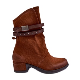 PS1 Damen-Stiefeletten mit niedrigem Absatz und Riemen, Camel Thelereia braun