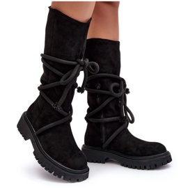 PS1 Wildleder-Damenstiefel mit Schnürsenkeln in Schwarz Tanive PS1 Wildleder-Damenstiefel mit Schnürsenkeln in Schwarz Tanive