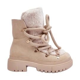 PS1 Damen-Schneestiefel mit Schnürung Hellbeige Shala