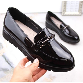 Bequeme Damen-Keilschuhe aus schwarzem Lack von T.Sokolski