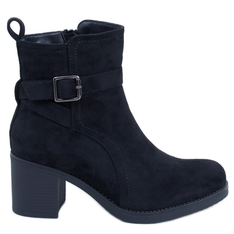 Rennia Schwarze Stiefeletten mit weitem Absatz