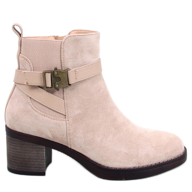 Yonda Beige Stiefeletten mit stabilem Absatz