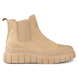 Dunkelbeige Sport-Chelsea-Stiefel für Damen