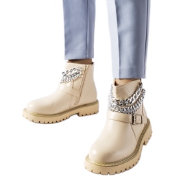 Beige Stiefeletten mit Zierketten von Mezzavia