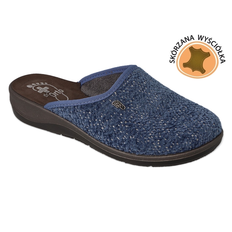 Dr.ORTO Befado Damenhausschuhe mit Ledereinsatz 133D001 Marineblau