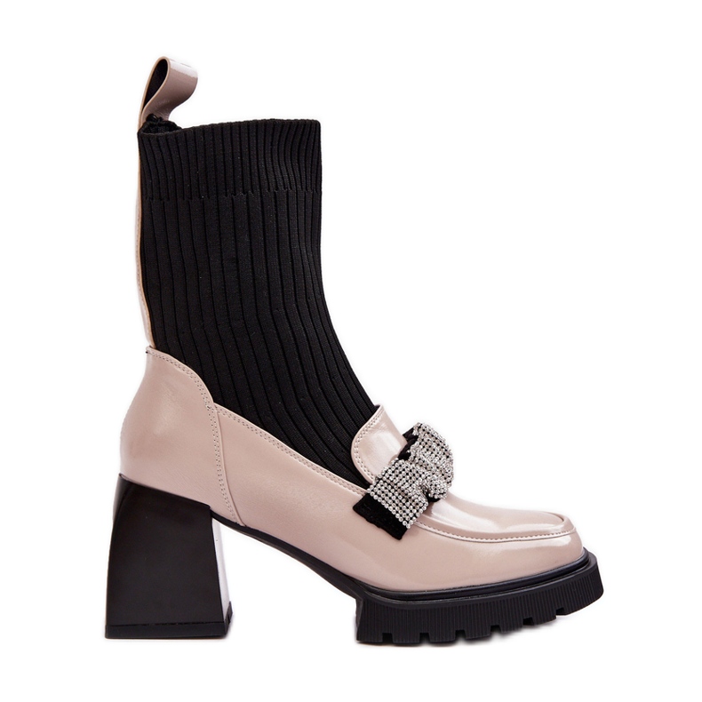 Damenstiefel mit Socken-High-Heels Beige S.Barski MR870-41