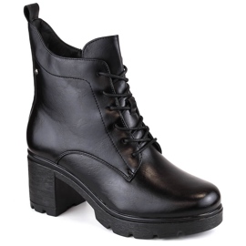 Damen-Stiefeletten mit hohem Absatz und Plateau, isoliert, schwarz, Potocki SZ12229