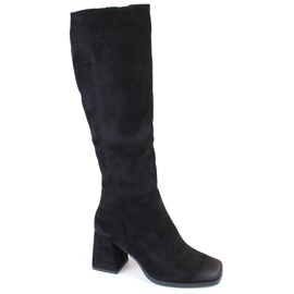 Isolierte Damen-Wildlederstiefel mit hohen Absätzen, schwarz Potocki SZ12254