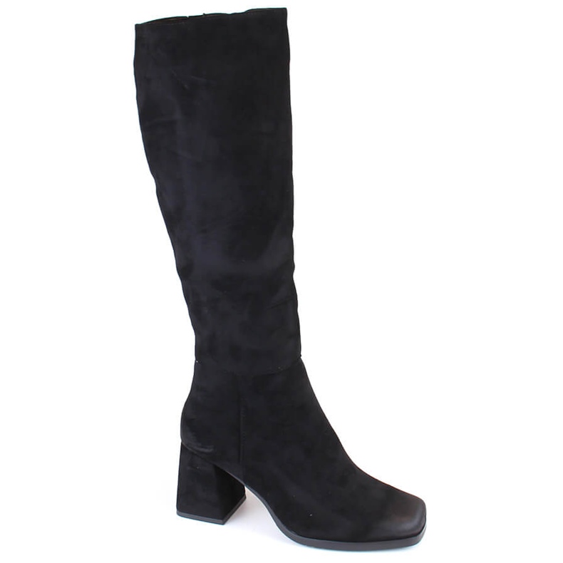 Isolierte Damen-Wildlederstiefel mit hohen Absätzen, schwarz Potocki SZ12254