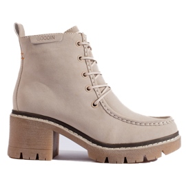 Goodin Beigefarbene Schnürstiefeletten mit hohem Absatz von Shelovet