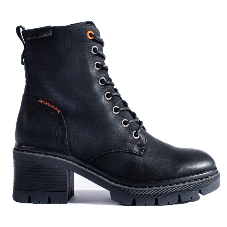 Schwarze Shelovet-Schnürstiefeletten mit breitem Absatz