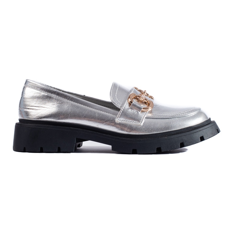 Silberne Shelovet-Mokassins mit dicker Sohle silber-