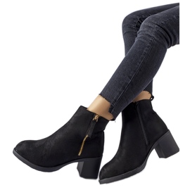 Schwarze Ivano-Stiefeletten aus Öko-Wildleder mit niedrigem Absatz