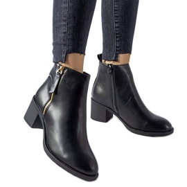 Schwarze klassische Ivano-Stiefeletten mit niedrigem Absatz